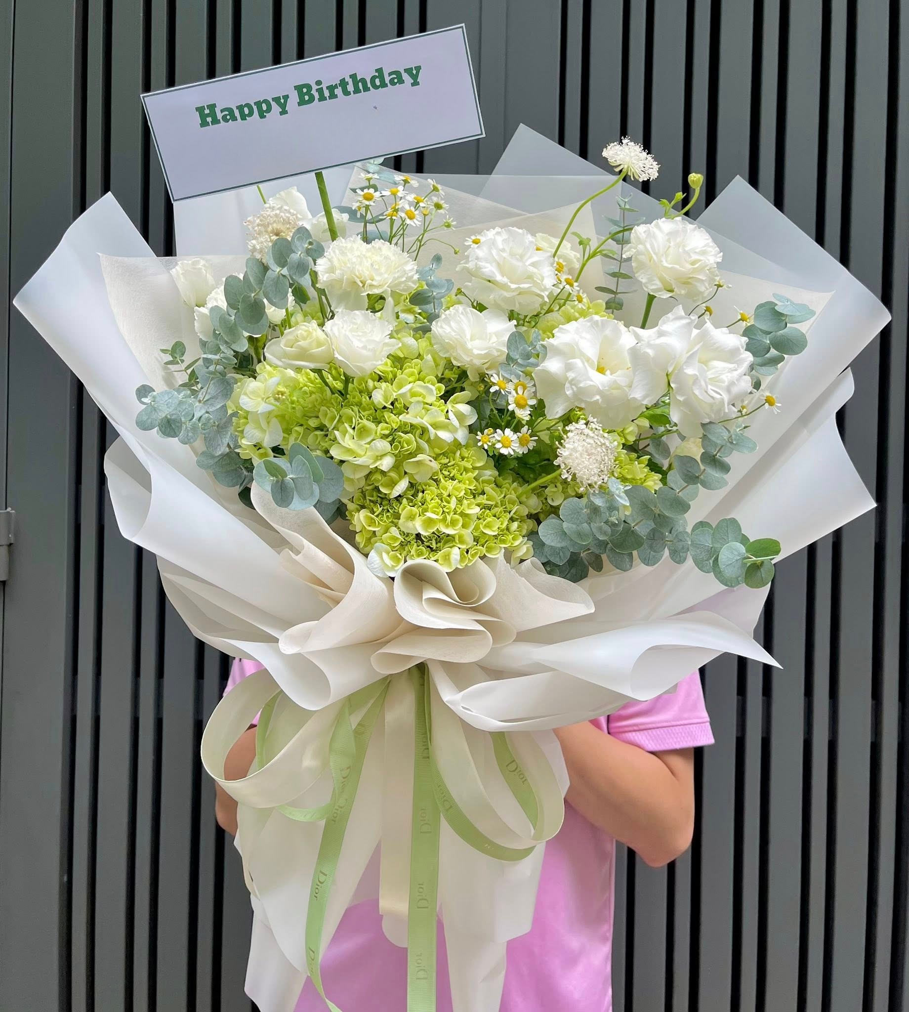 Bó hoa Mừng Sinh Nhật Xanh Trắng