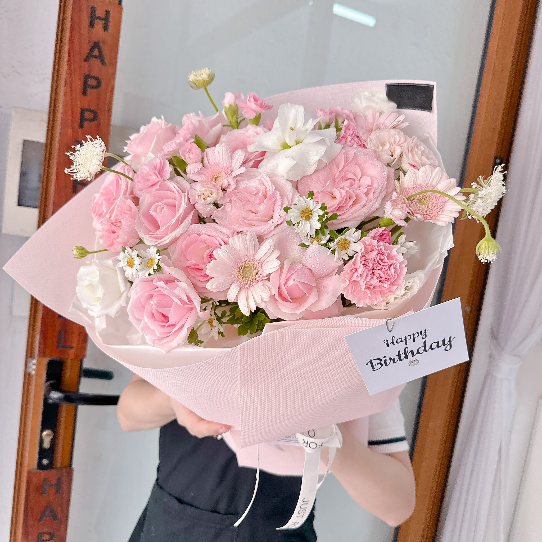 Hoa Mừng Sinh Nhật Hồng Pastel