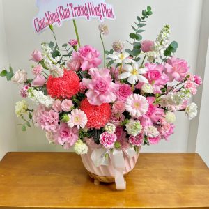 Giỏ Hoa Khai Trương Tone Vàng Sang Trọng