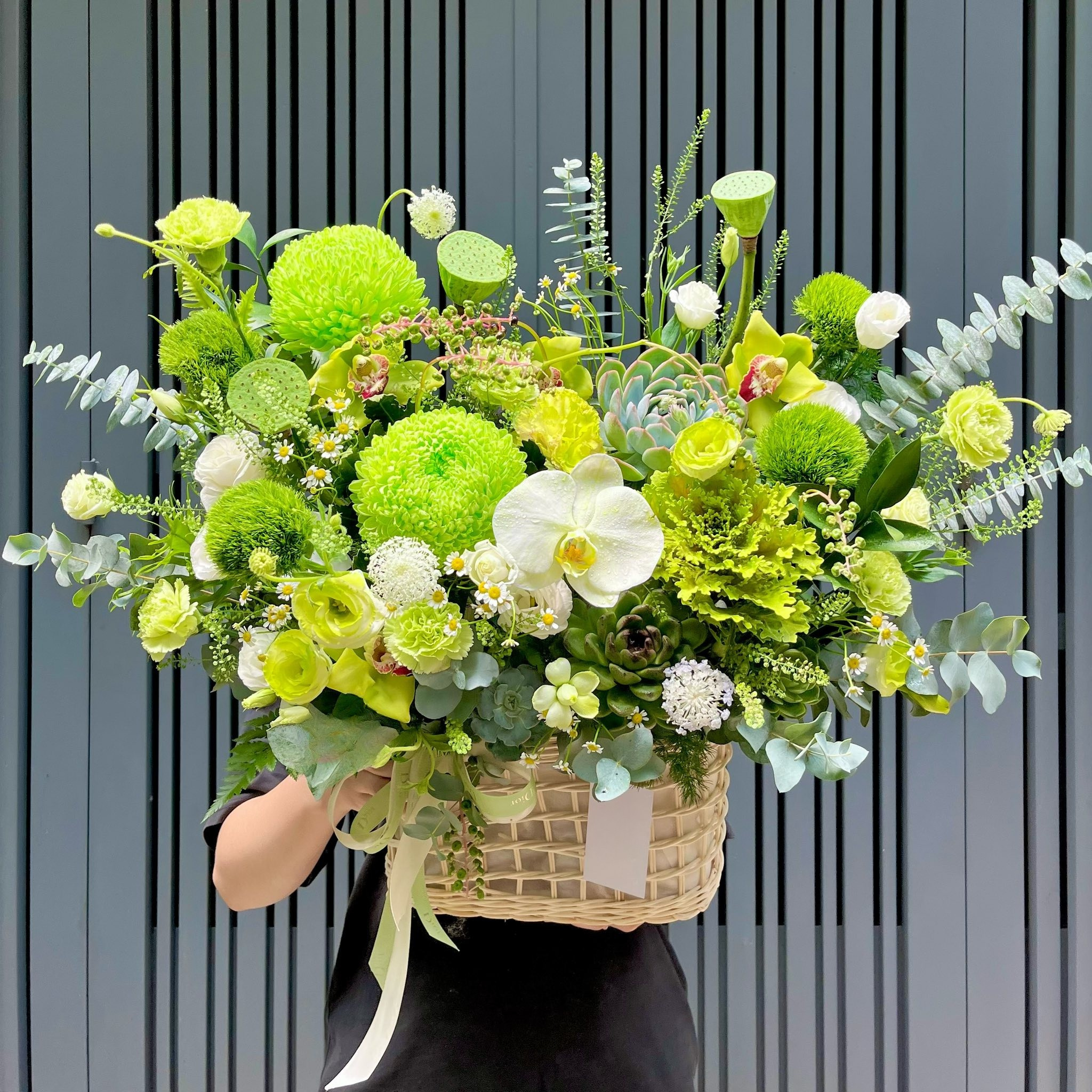 Giỏ Hoa Tone Xanh Lá