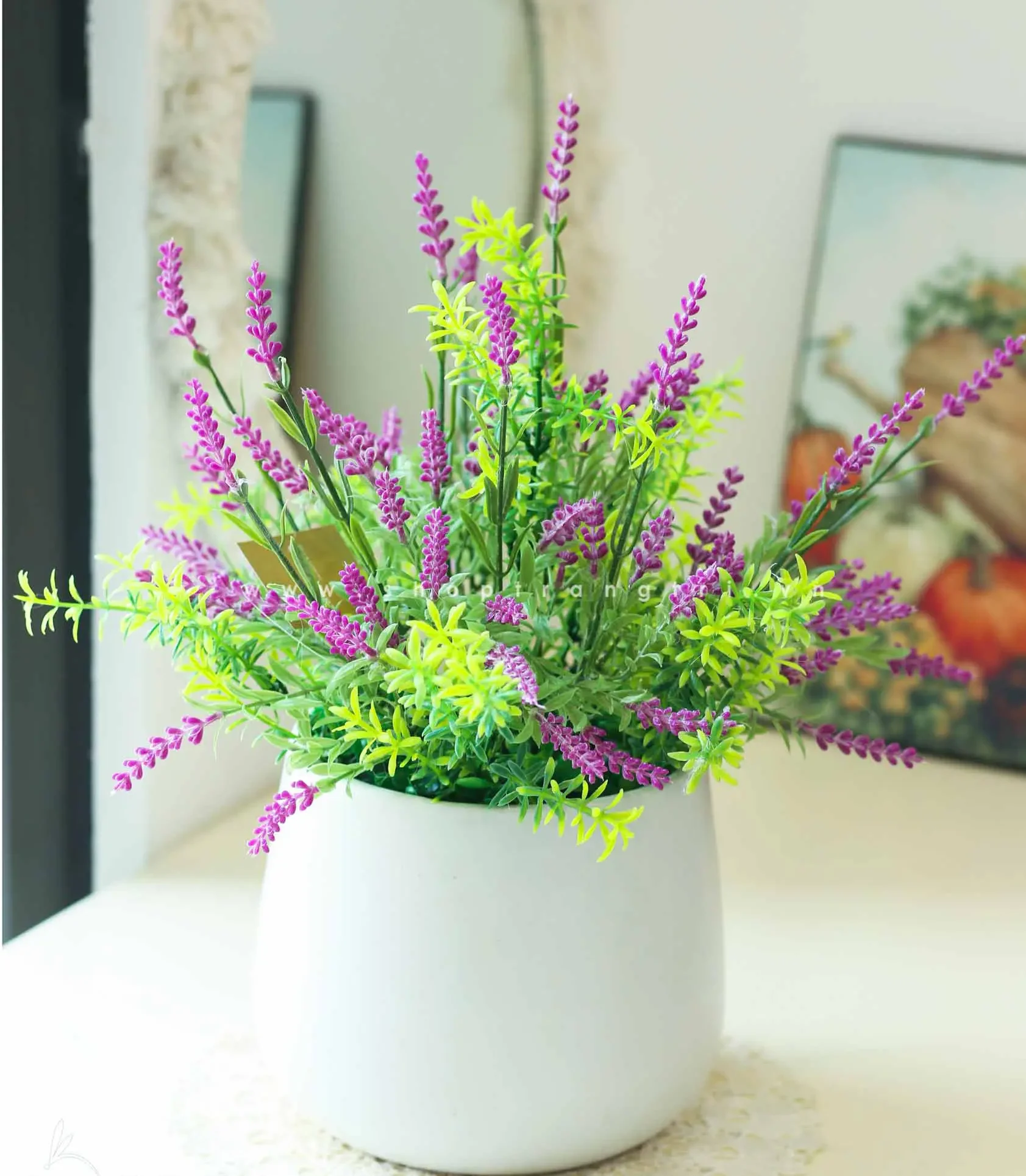 Chậu hoa tươi để bàn